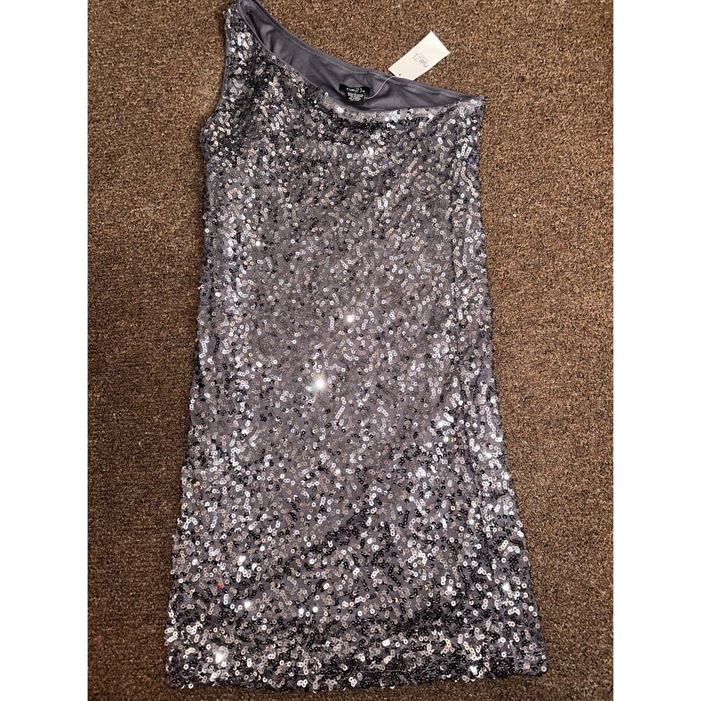 Rue 21 silver sequin one shoulder dress